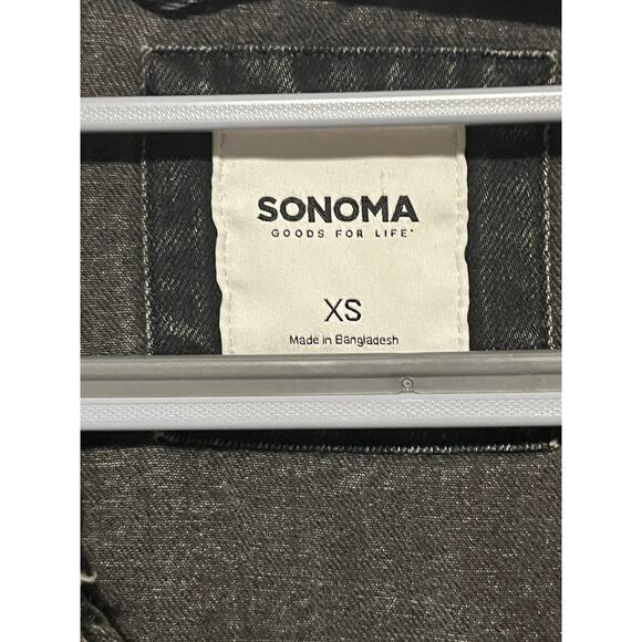 Sonoma Oversized Black Denim Shacket XS Washed Button Down Grunge Casual NWT - Picture 5 of 6
